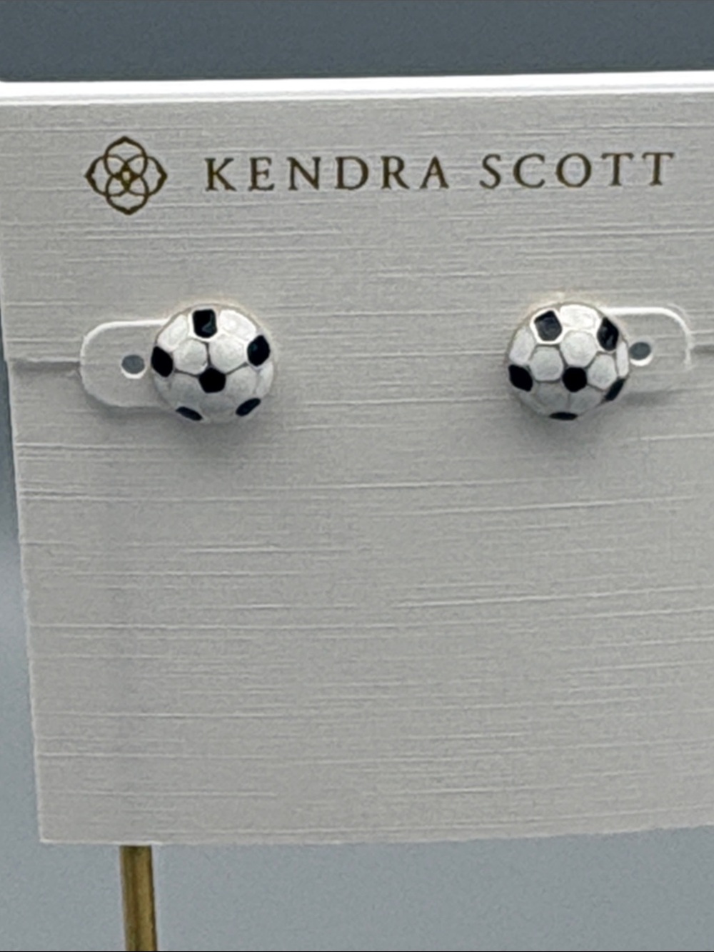 Kendra Scott Black, White, and Silver Tone Soccer Stud Earrings